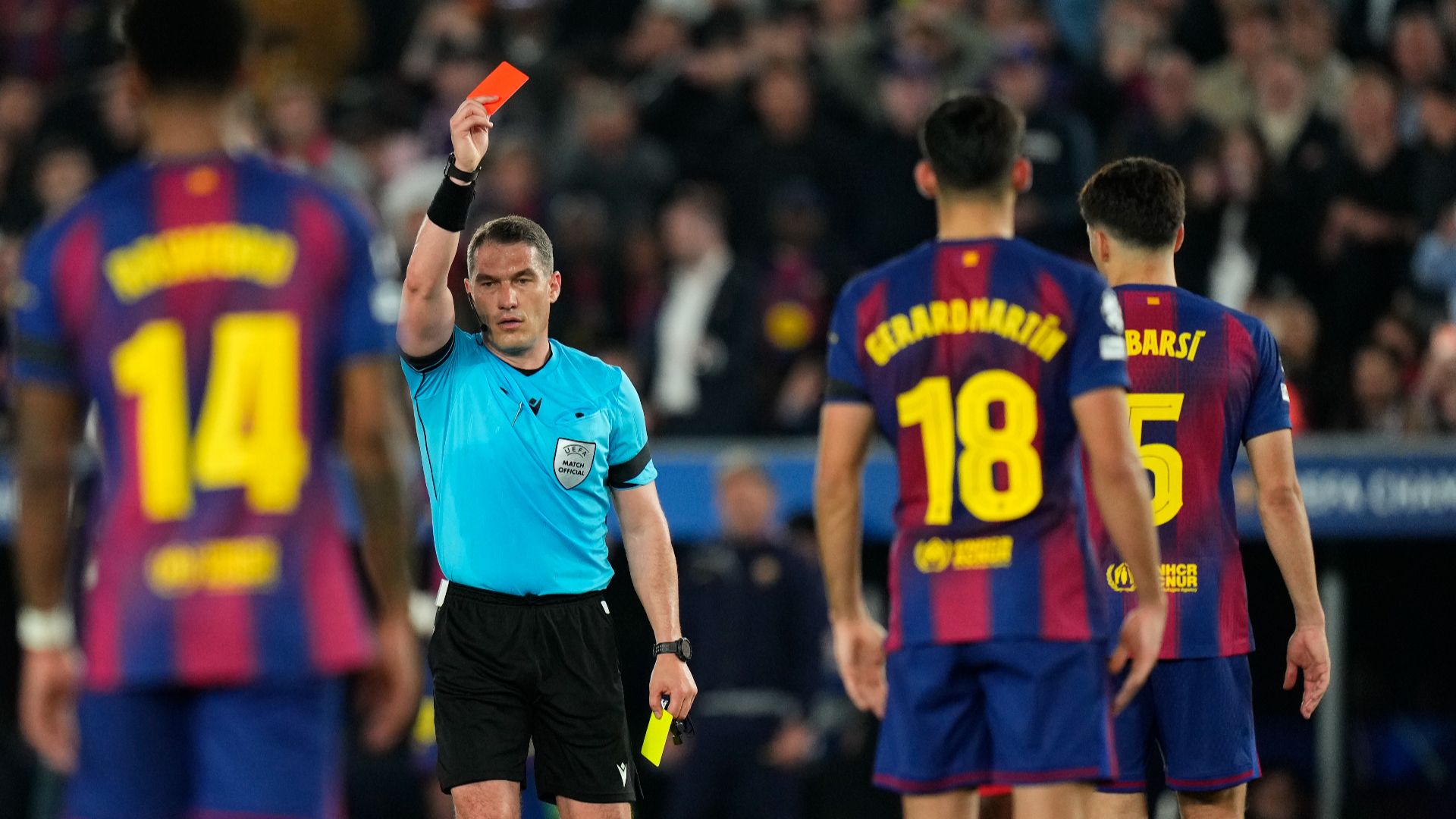 Şampiyonlar Ligi'nde Barcelona'ya Şok Yenilgi: Hakem Tartışmaları ve Kırmızı Kart Maçı