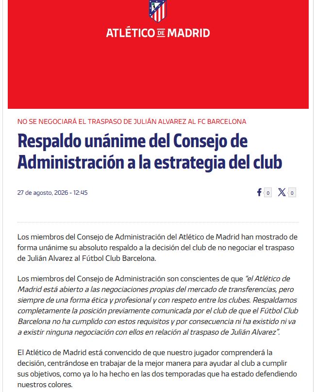 Atletico Madrid'den Barcelona'ya Ret: Julián Álvarez Transferi Çıkmaza Girdi