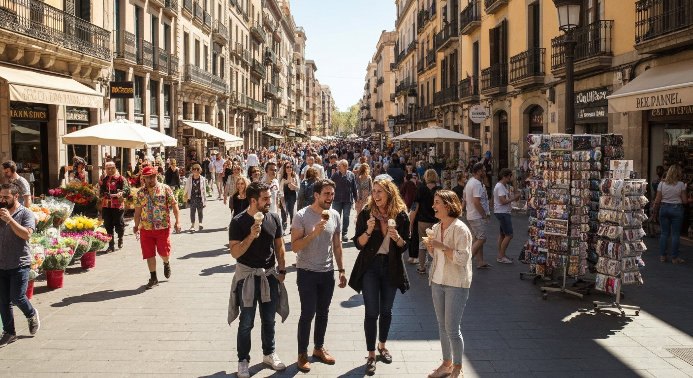 <p>Barselona'nın ikonik caddesi La Rambla, yıllardır süregelen turistik yozlaşma ve