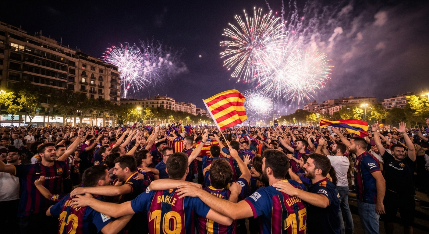 FC Barcelona Şampiyonluk Kutlamaları: Catalunya Meydanı'nda Olaylar Azaldı