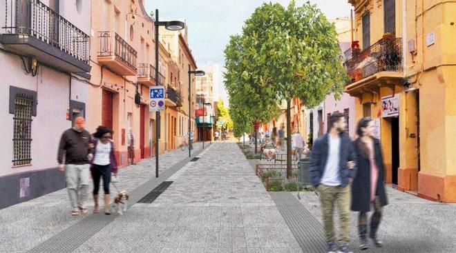 Barselona'da Nou Barris Bölgesi'nde Jota Sokağı ve Meridiana Caddesi Kavşağına Kentsel